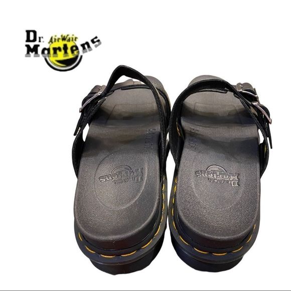 New in Box DR. MARTENS Myles Black Brando Leather Buckle Slide Sandals 13 main image 4